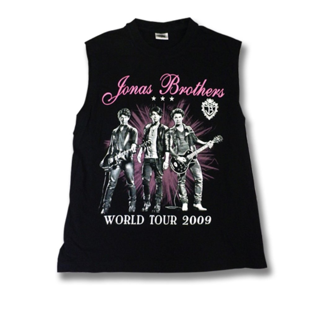 THE JONAS BROTHERS - WORLD TOUR 2009 CONCERT TOUR T-SHIRT *NEW* / SIZE SMALL